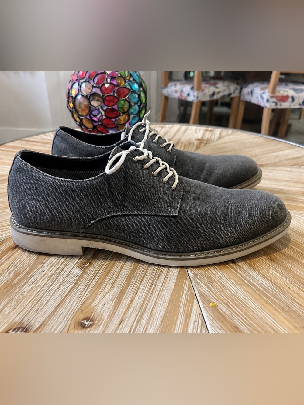 Public Opinion Men’s Charcoal Canvas Oxford Derby Shoes